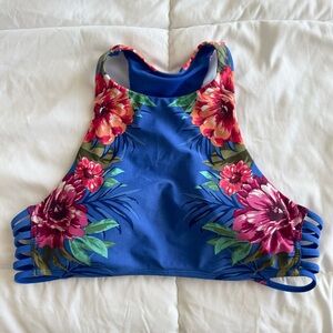 Hollister floral racerback cutout bikini Top